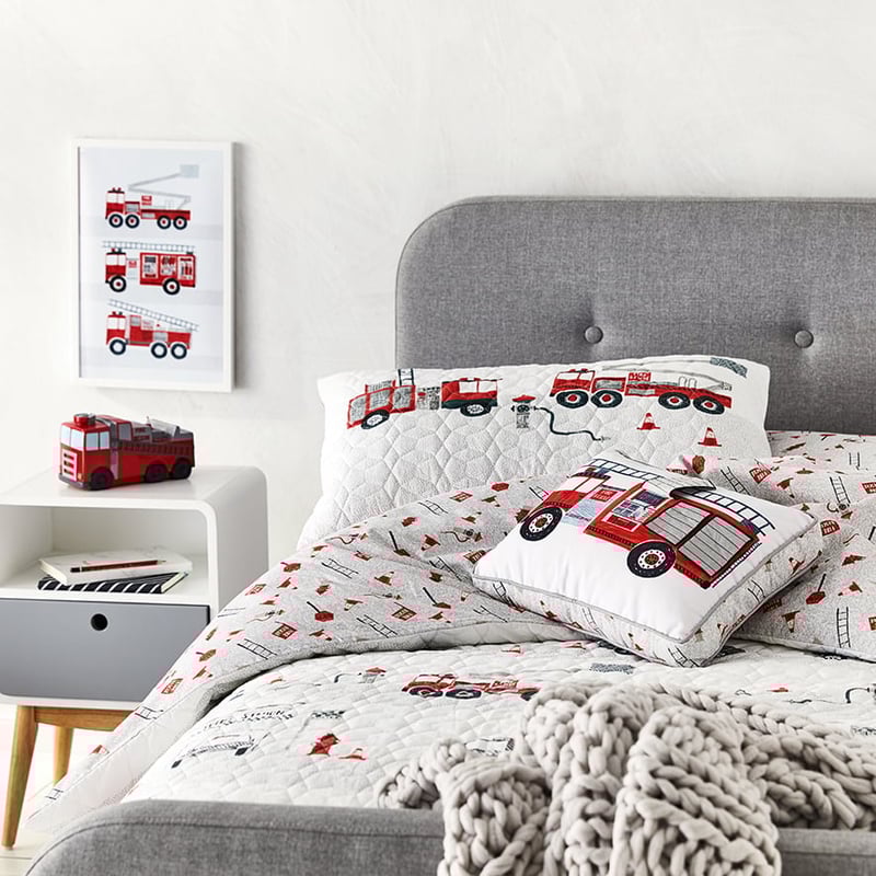 Emergency Quilted Grey & Red Quilt Cover Set