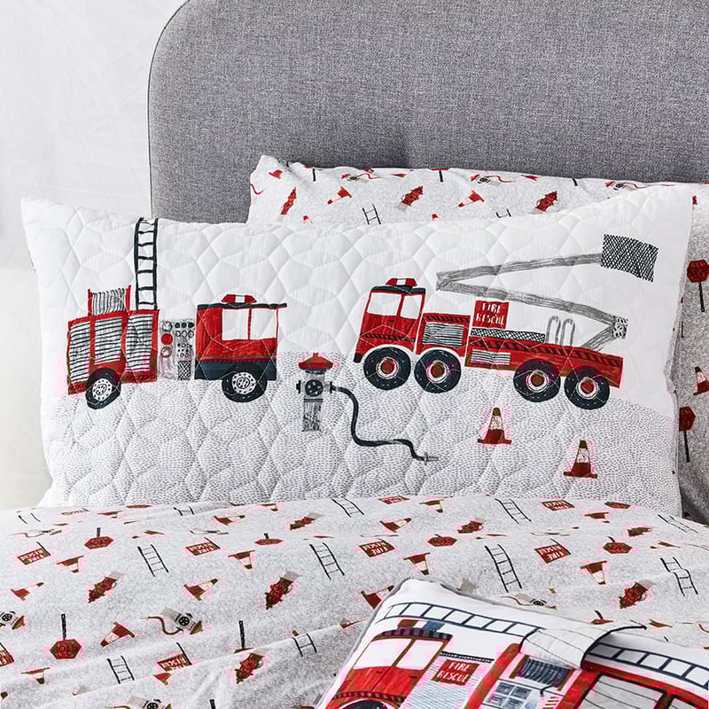 Emergency Quilted Grey & Red Quilt Cover Set