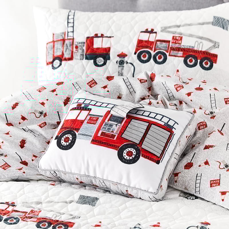 Emergency Quilted Grey & Red Quilt Cover Set