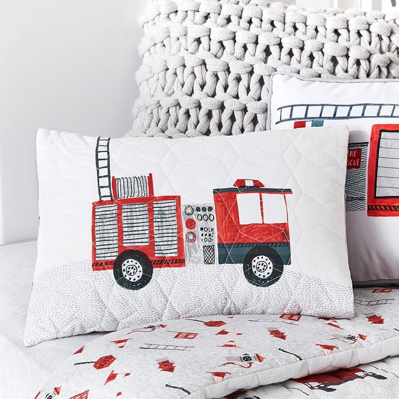 Emergency Quilted Grey & Red Quilt Cover Set