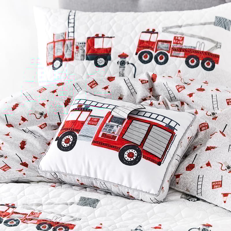 Emergency Quilted Grey & Red Quilt Cover Set