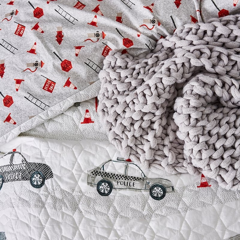 Emergency Quilted Grey & Red Quilt Cover Set