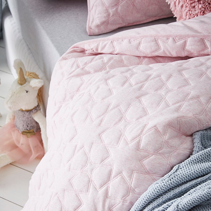 Princess Quilted Jersey Quilt Cover Set Pink