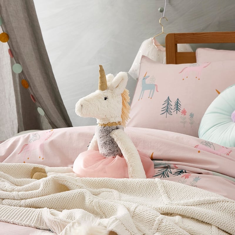 Stonewash Unicorn Quilt Cover Set Pink