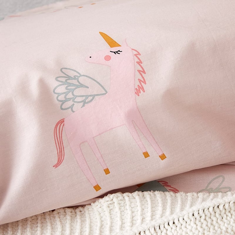 Stonewash Unicorn Quilt Cover Set Pink