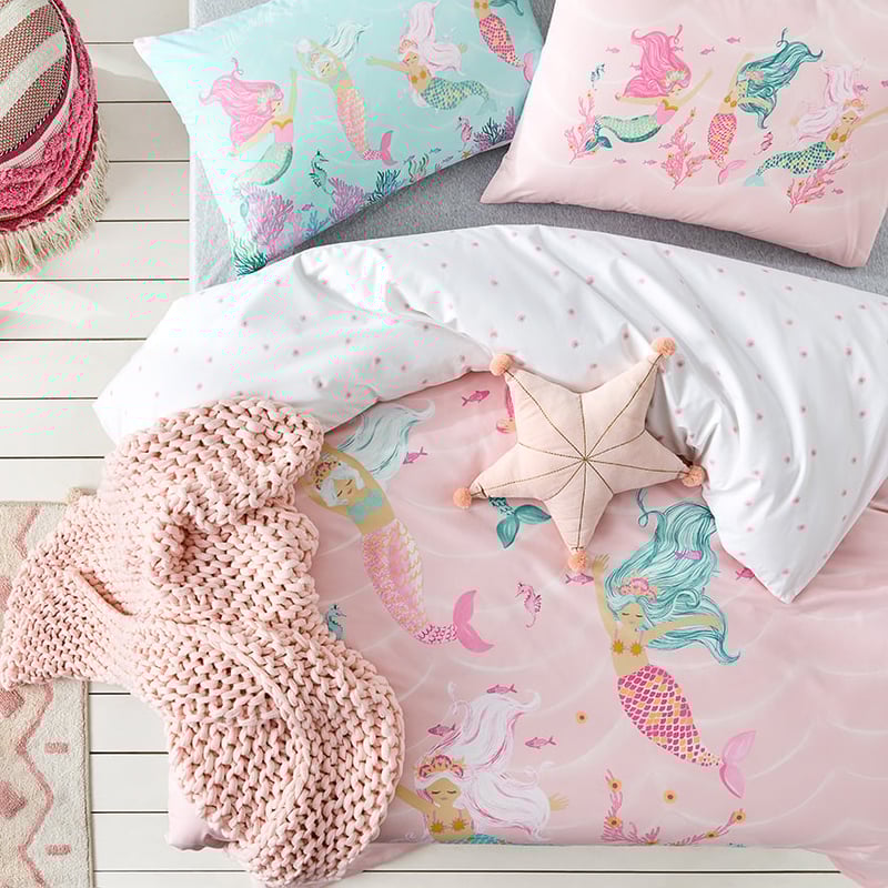 Sparkling Mermaid Mint Quilt Cover Set