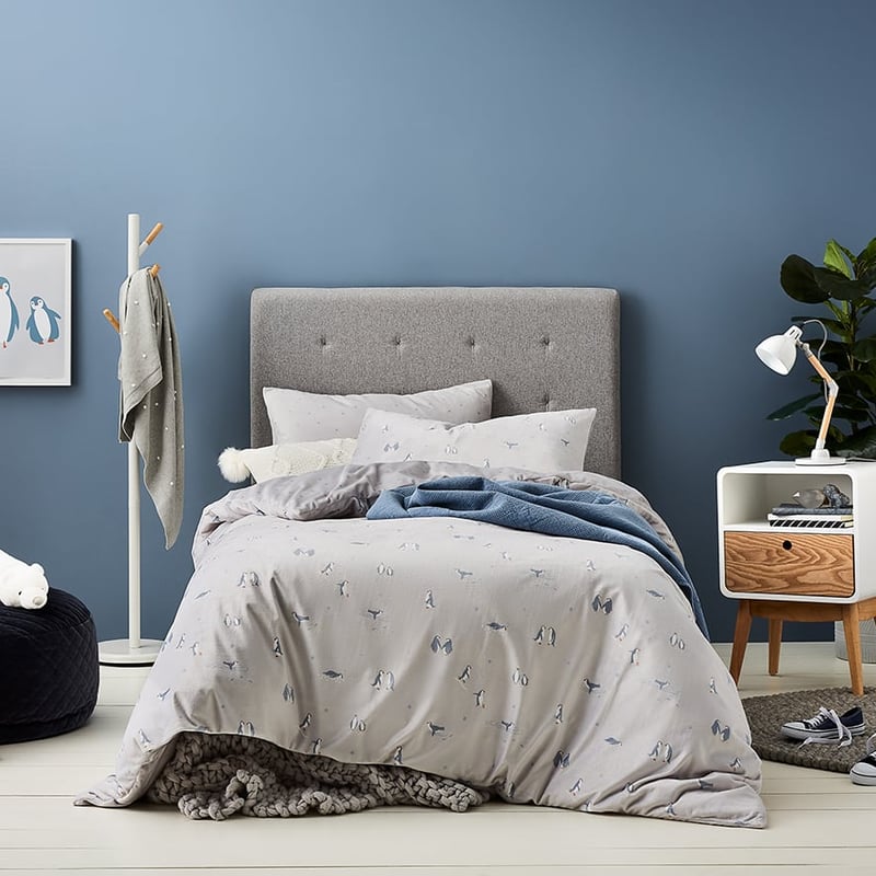 Penguin Super Soft Velour Grey Quilt Cover Set