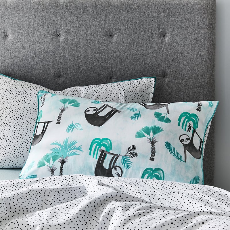 Sleepy Sloth Mint Quilt Cover Set