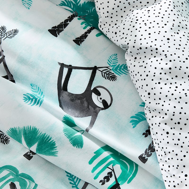 Sleepy Sloth Mint Quilt Cover Set