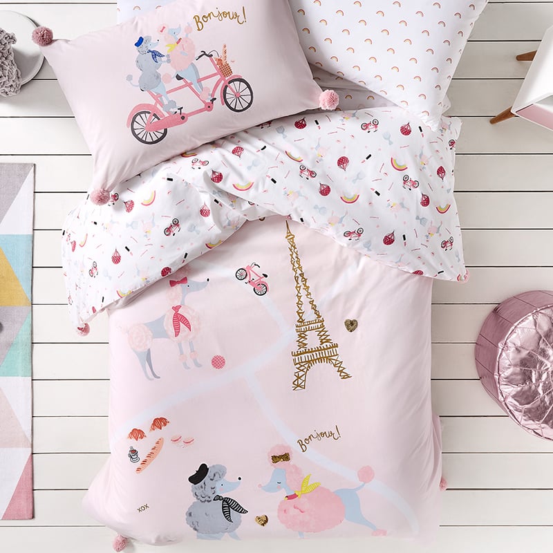 Fifi in Paris Pink Quilt Cover Set