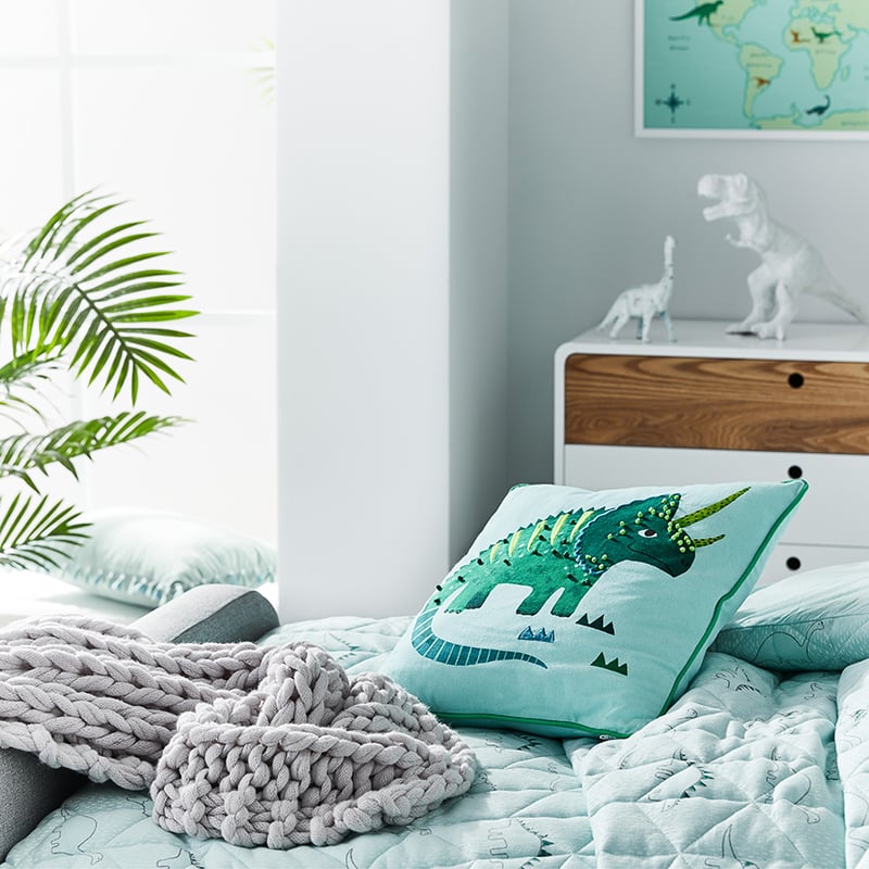 Dino Bamboo Jersey Blue Quilt Cover Set