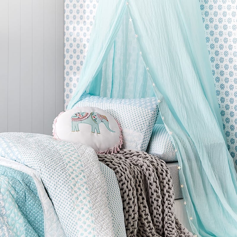 Eden Elephant Quilted Aqua Quilt Cover Set