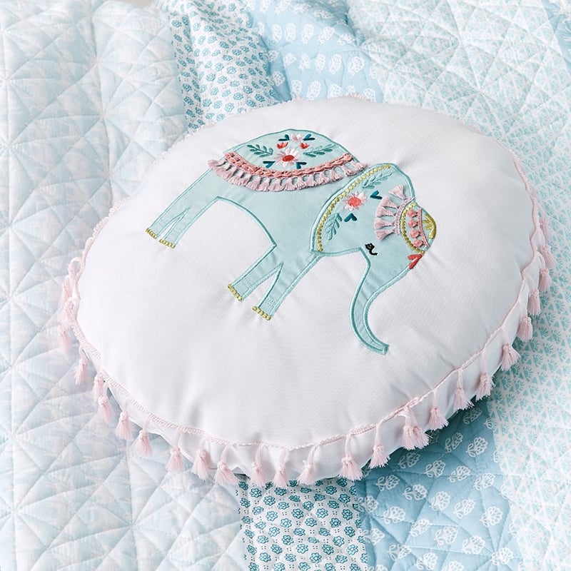 Eden Elephant Quilted Aqua Quilt Cover Set