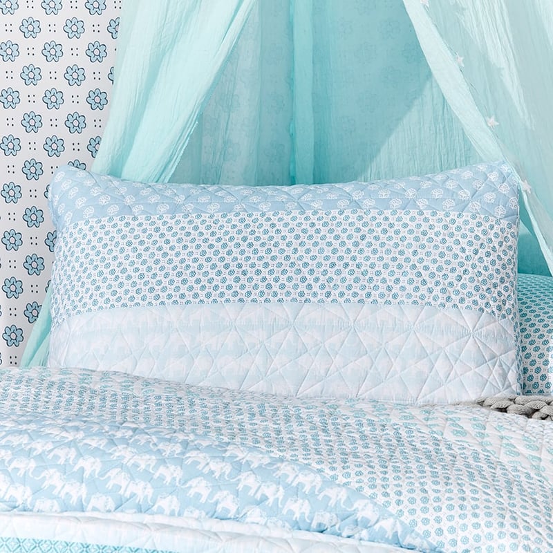 Eden Elephant Quilted Aqua Quilt Cover Set