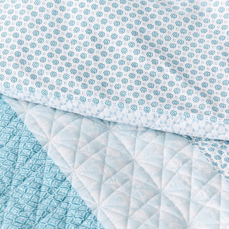 Eden Elephant Quilted Aqua Quilt Cover Set