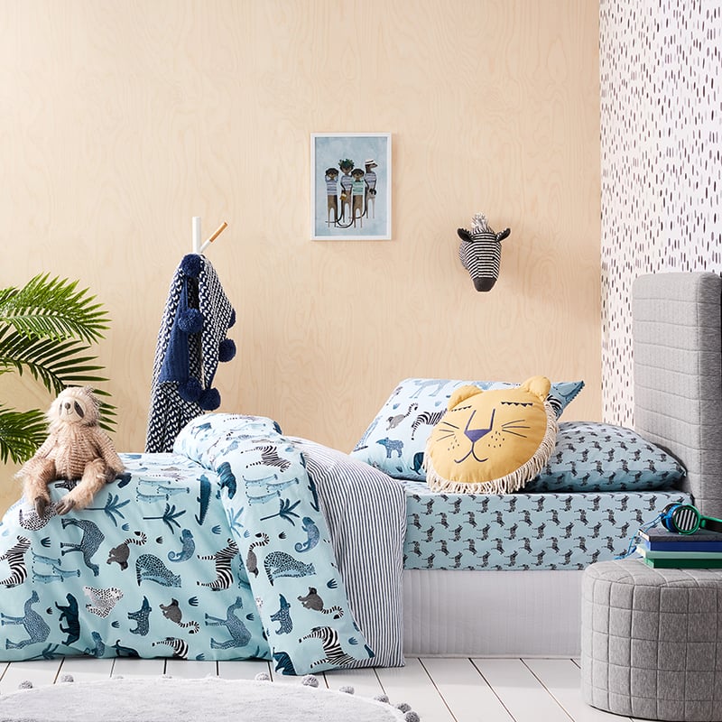 Stonewash Blue Jungle Quilt Cover Set