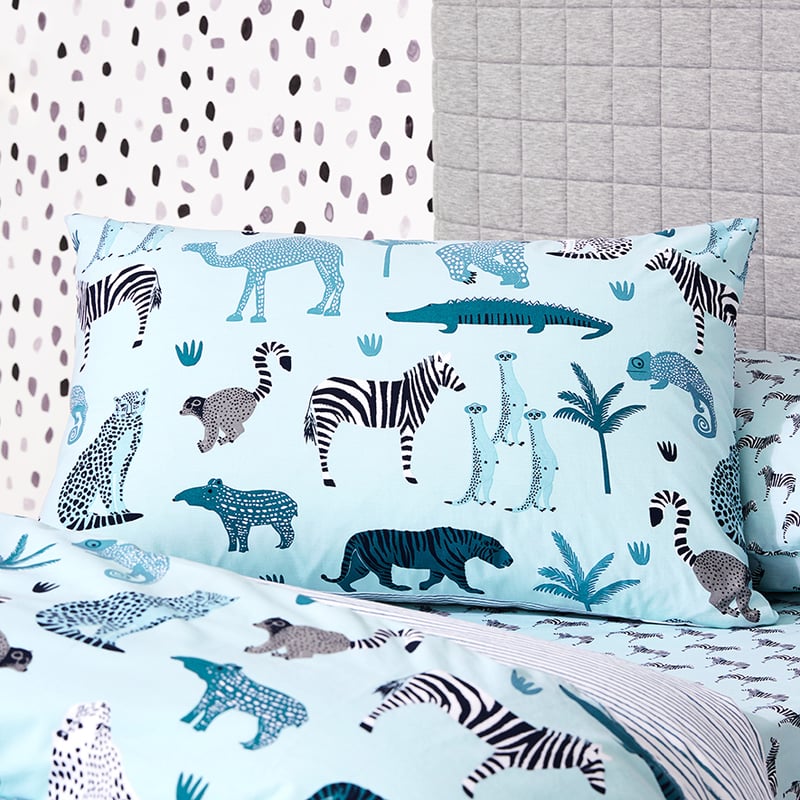 Stonewash Blue Jungle Quilt Cover Set