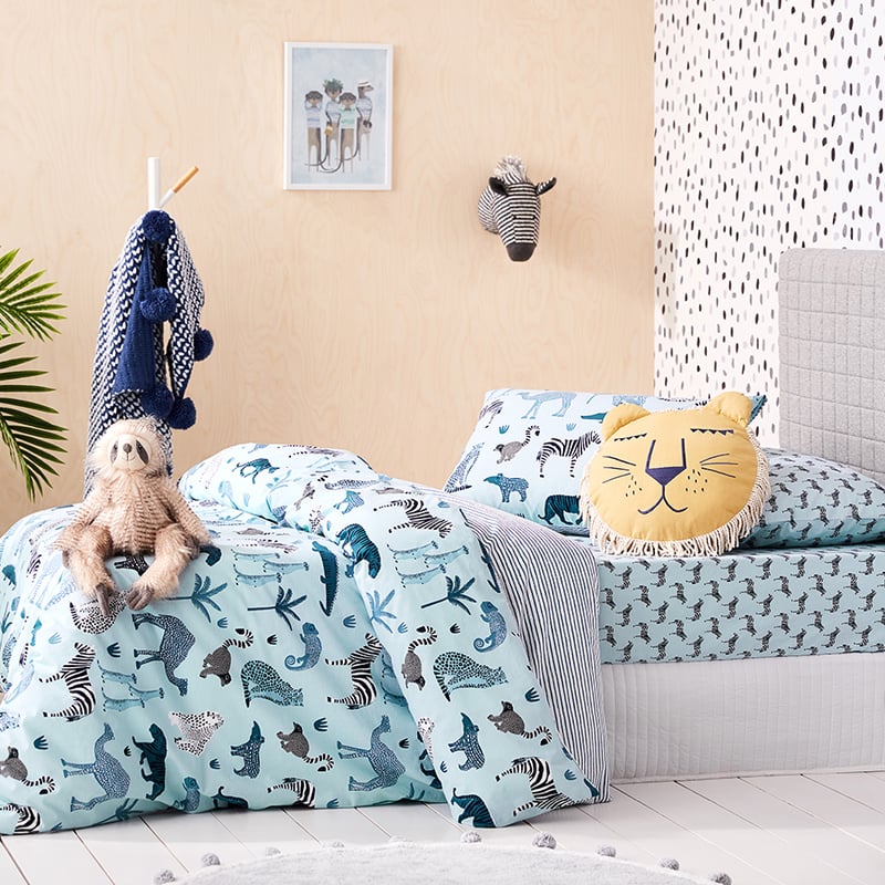 Stonewash Blue Jungle Quilt Cover Set
