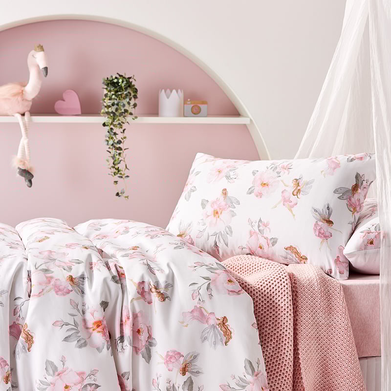 Fairy Rose Quilt Cover Set White