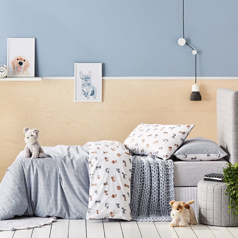 Woof Woof Quilt Cover Set White