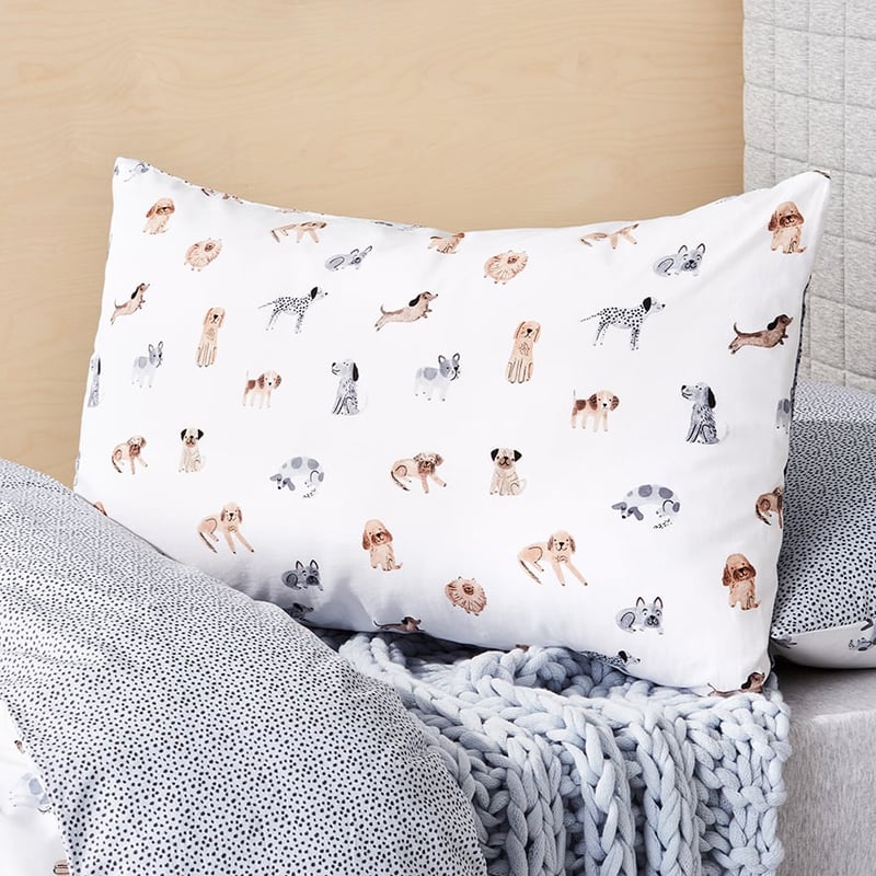 Woof Woof Quilt Cover Set White