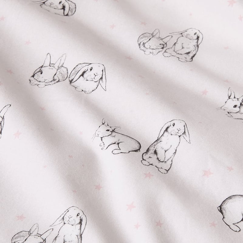 Bella Bunny Pale Pink Flannelette Quilt Cover Set