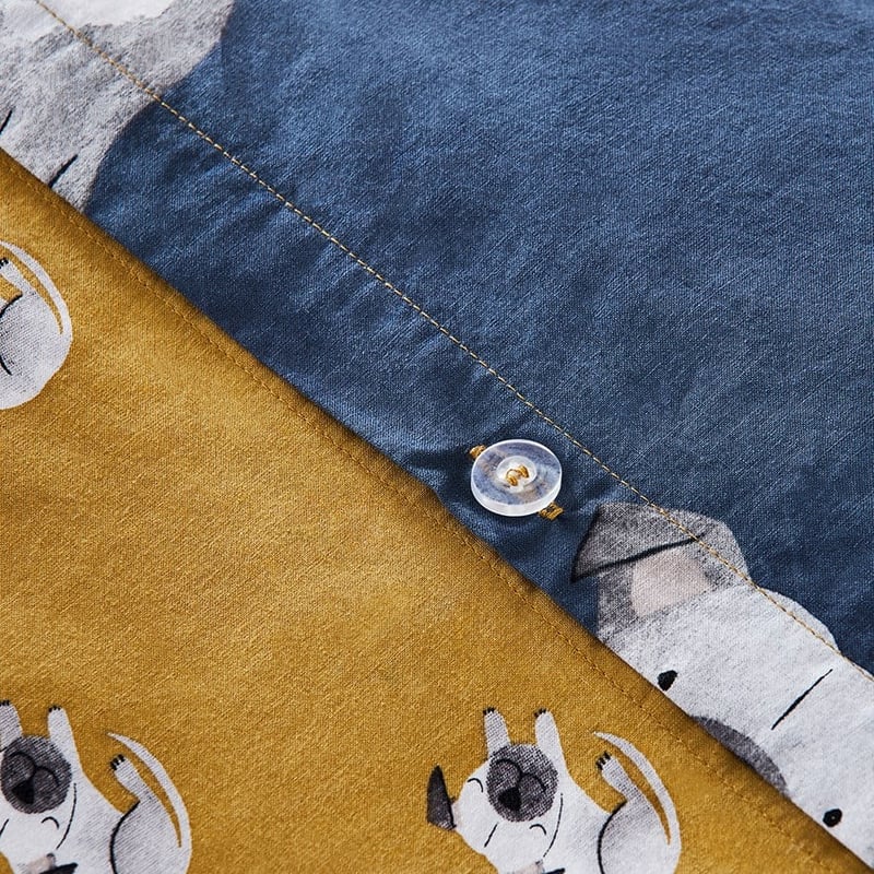 Puppy Dog Stonewashed Navy Quilt Cover Set