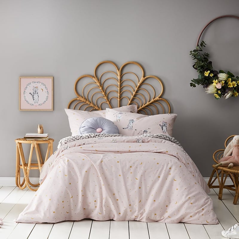 Night Cat Pale Pink Stonewash Quilt Cover Set