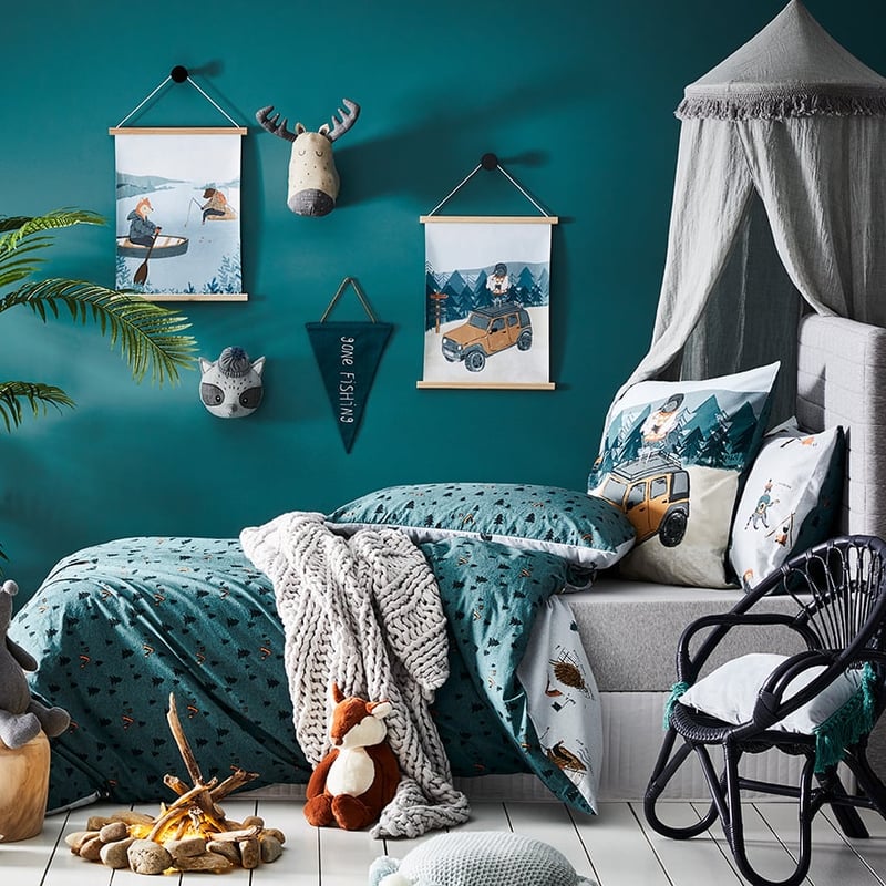Gone Camping Stonewash Blue Marle Quilt Cover Set