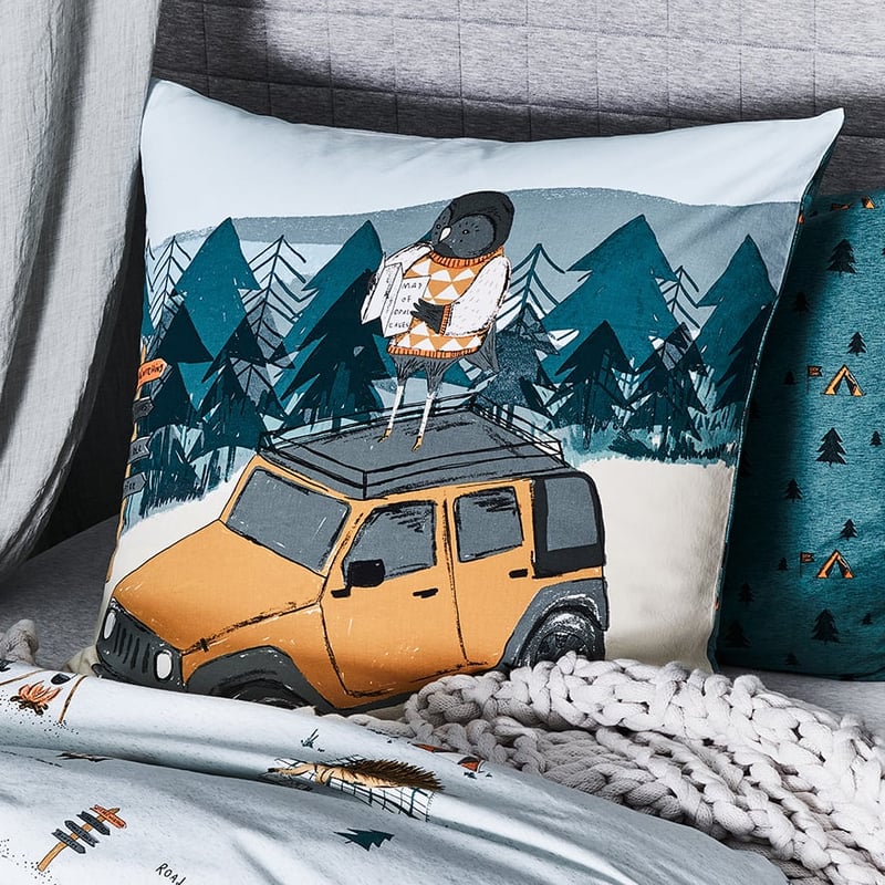 Gone Camping Stonewash Blue Marle Quilt Cover Set