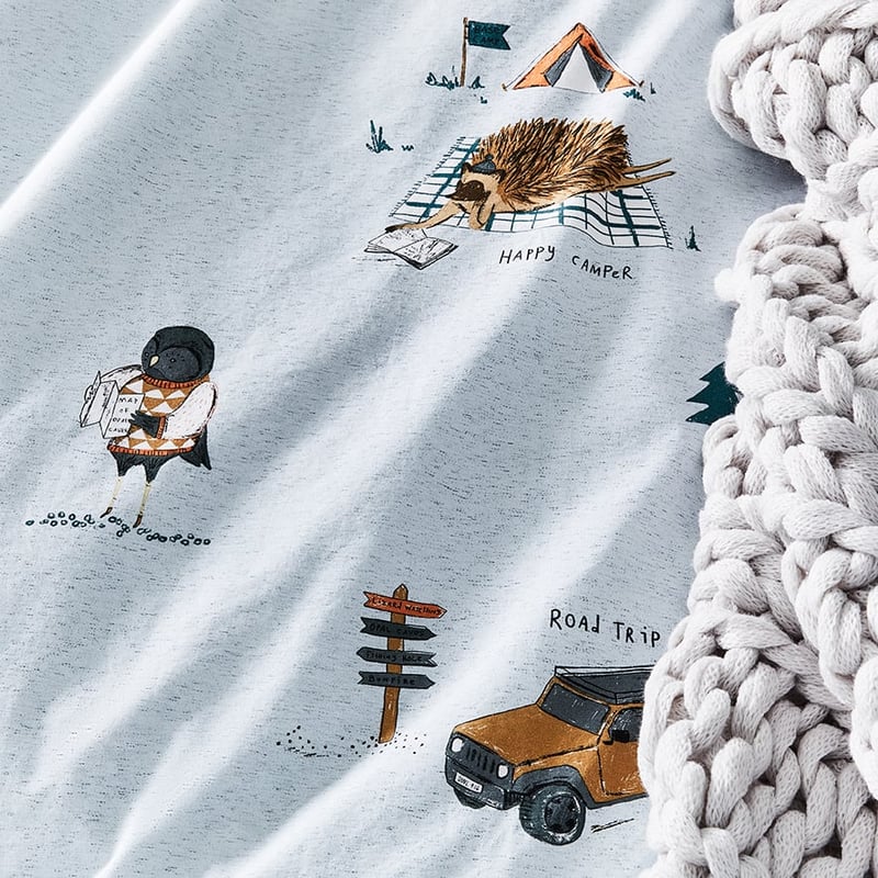 Gone Camping Stonewash Blue Marle Quilt Cover Set