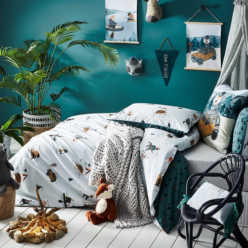Gone Camping Stonewash Blue Marle Quilt Cover Set
