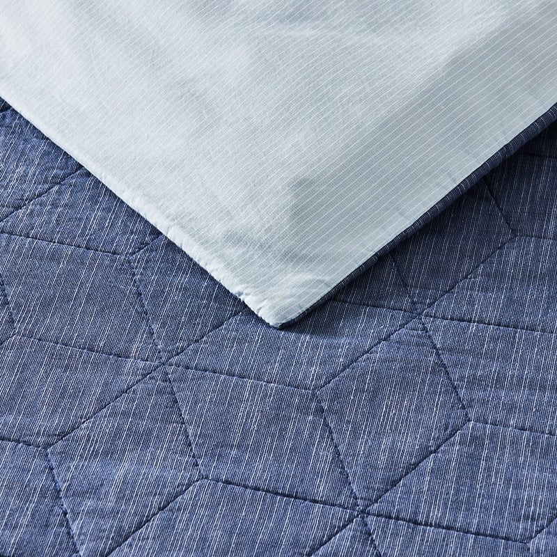 Bodhi Quilted Indigo Quilt Cover Set