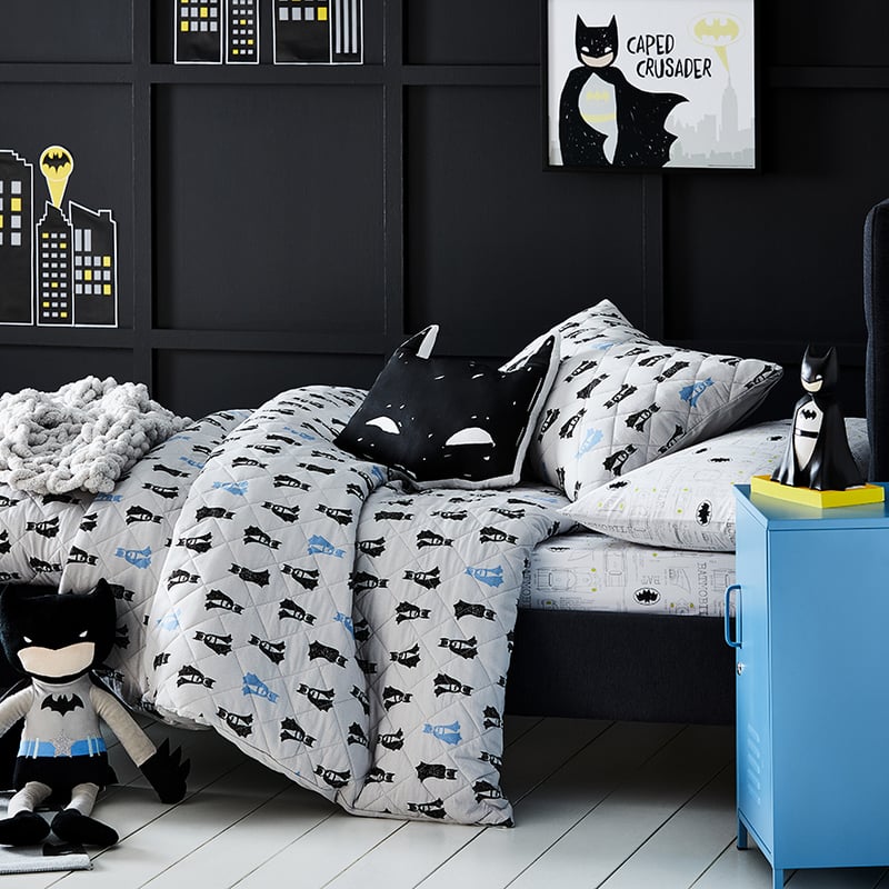 Batman Quilted Grey Quilt Cover Set