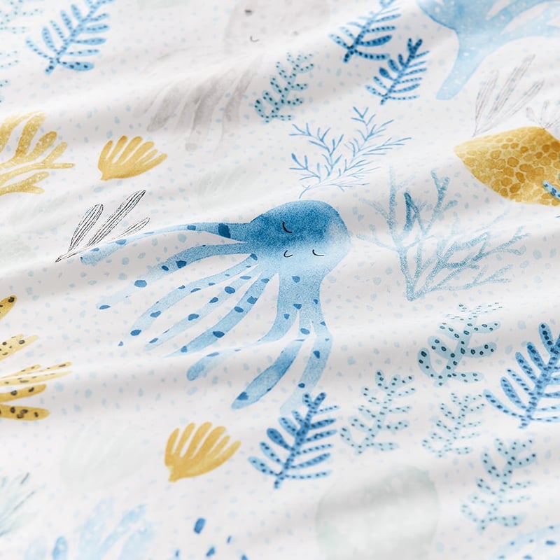 Octopus Garden White Quilt Cover Set