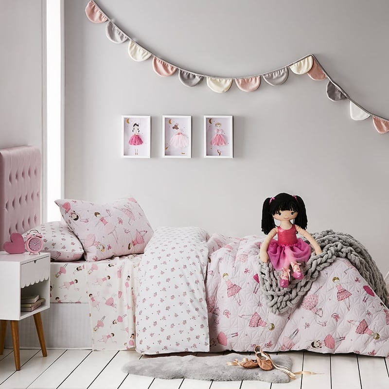 Anna Ballerina Quilted Pink Quilt Cover Set