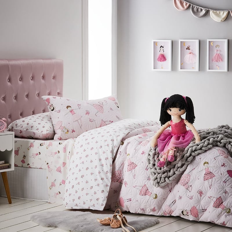 Anna Ballerina Quilted Pink Quilt Cover Set