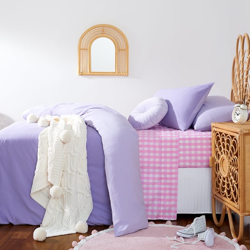 Stonewashed Cotton Lilac Quilt Cover Set