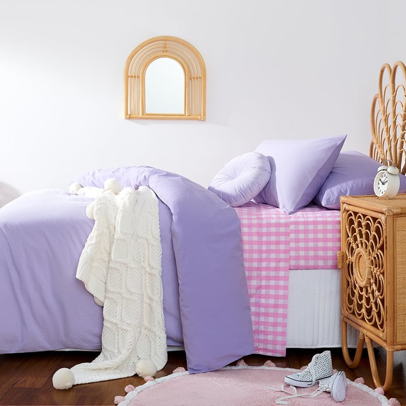 Stonewashed Cotton Lilac Quilt Cover Set