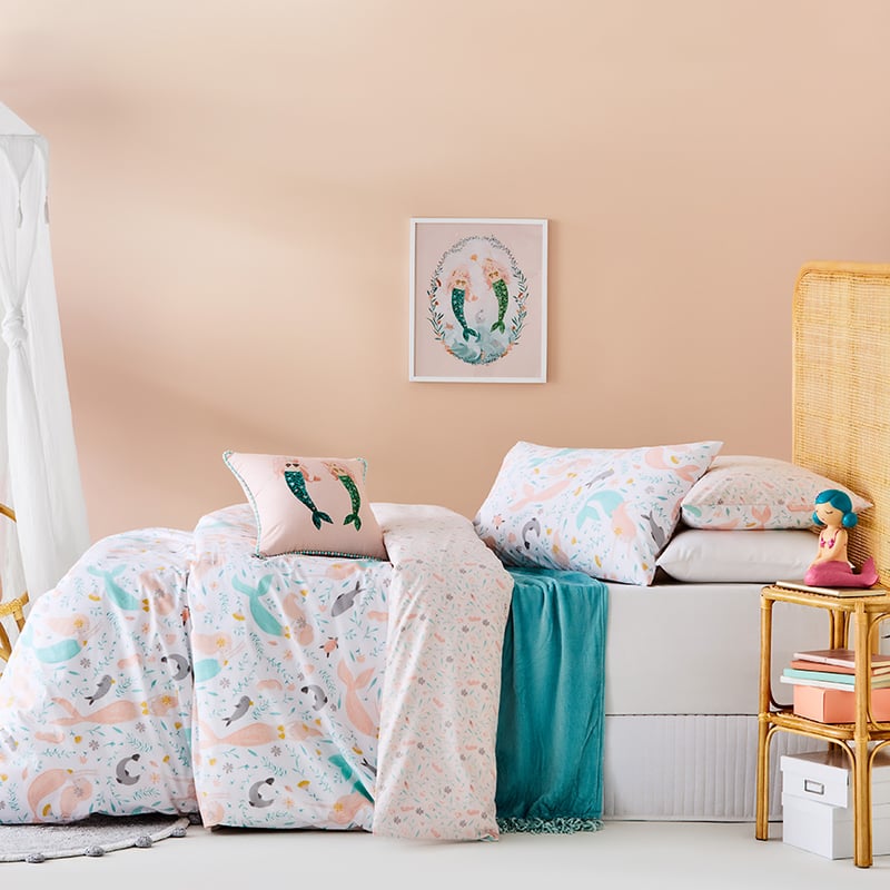 Mermaid Paradise White Quilt Cover Set