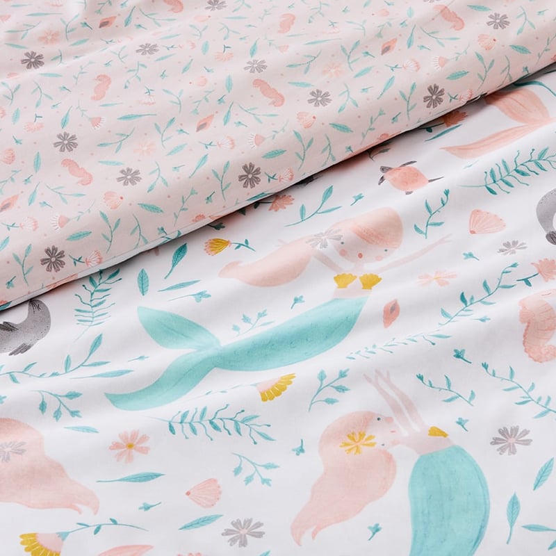 Mermaid Paradise White Quilt Cover Set