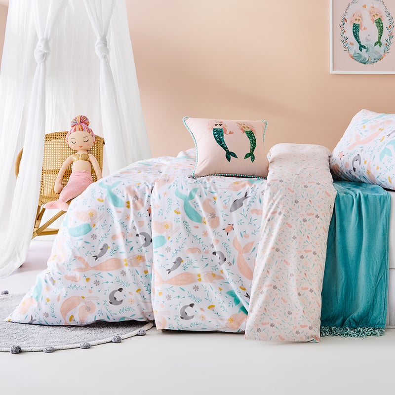 Mermaid Paradise White Quilt Cover Set