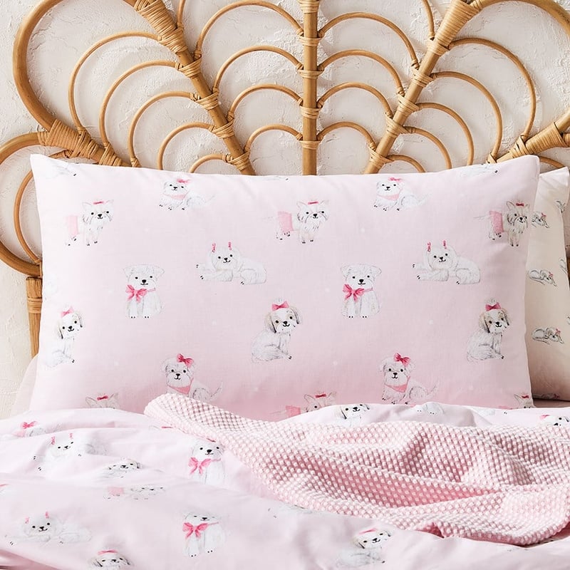 Sweet Puppy Stonewashed Pink Quilt Cover Set
