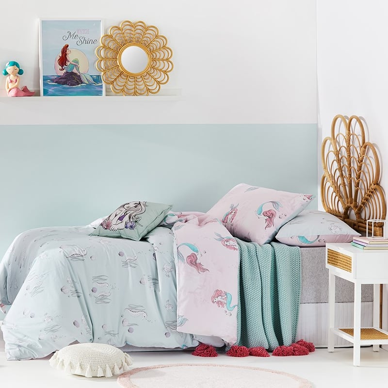 Little Mermaid Sparkle Shell Pink Quilt Cover Set