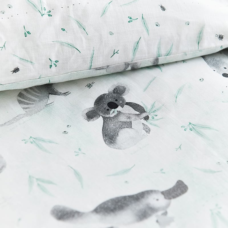 Outback Gang Eucalyptus Stonewash Quilt Cover Set 