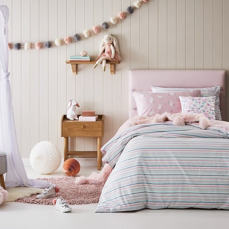 Sweet Little Bunny Pink Flannelette Quilt Cover Set