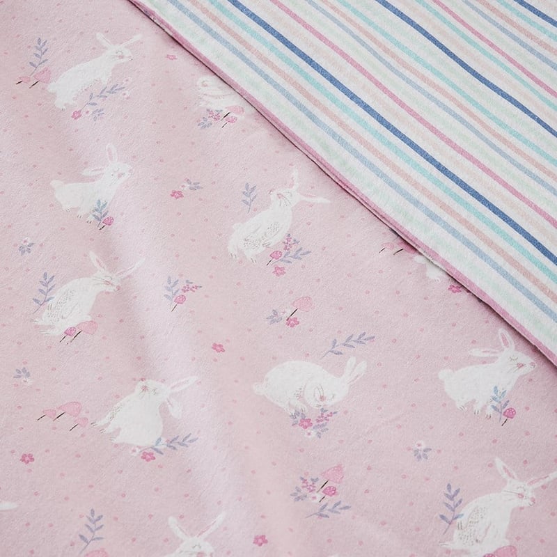 Sweet Little Bunny Pink Flannelette Quilt Cover Set