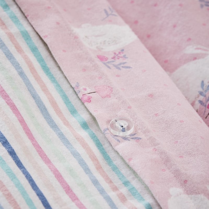 Sweet Little Bunny Pink Flannelette Quilt Cover Set