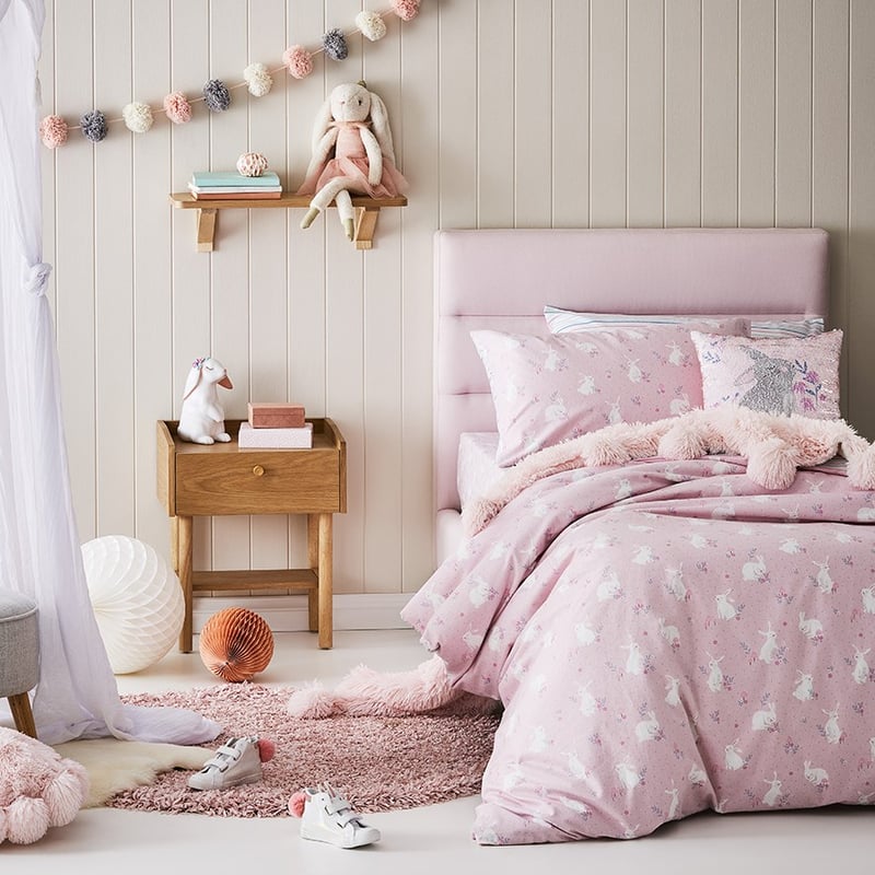 Sweet Little Bunny Pink Flannelette Quilt Cover Set