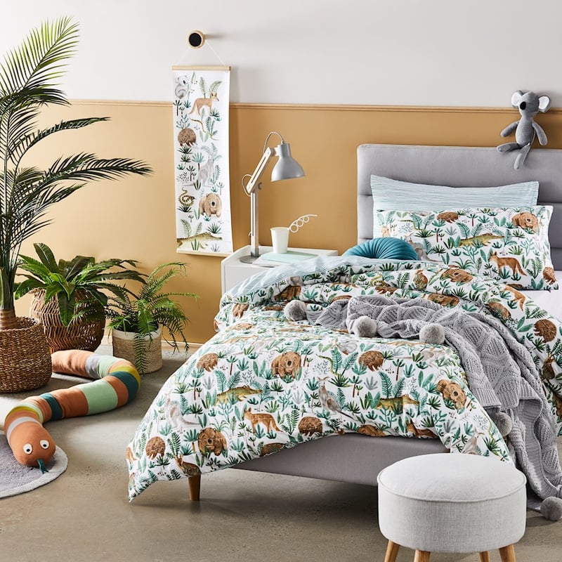 Down Under Adventures Quilted Eucalyptus Quilt Cover Set